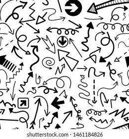 Seamless pattern of arrows on white background