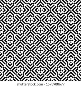 Seamless pattern. Arrows, polygons background. Chevrons, checks ornament. Folk wallpaper. Curves, squares backdrop. Tribal motif. Ethnic ornate .Angle brackets, quadrangles. Ancient mosaic. Abstract