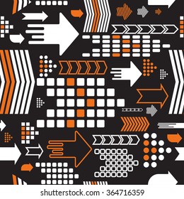 Seamless pattern of arrows signs on white. Abstract background.