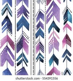 
Seamless Pattern With Arrows. Stylish Background In Bohemian Style. The Texture Of The Paint. Multi-colored Pens.