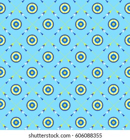 Seamless pattern with arrows and targets made in vector. Easy to use for wrapping paper,  fabric, background.

