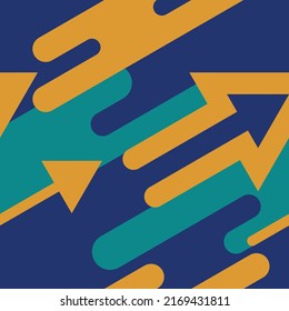 Seamless pattern with arrows in yellow and blue color.