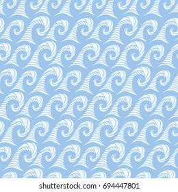 The seamless pattern with art blue waves