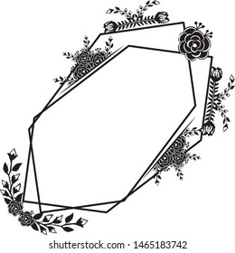 Seamless pattern art, cute floral frame, template of cards. Vector