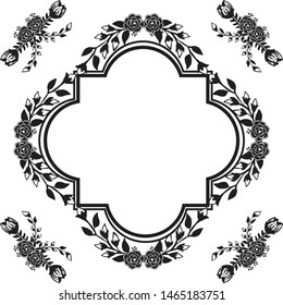 Seamless pattern art, cute floral frame, template of cards. Vector