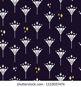 Seamless pattern of Art Deco Diamond flowers. Perfect for fabric, scrapbooking and wallpaper projects.