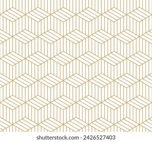 seamless pattern art deco with golden hexagon and striped line.	