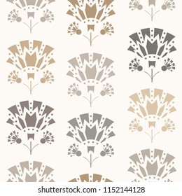Seamless pattern of Art Deco Lilies in beige. Perfect for fabric, scrapbooking and wallpaper projects.