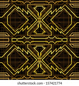 seamless pattern, art deco style, the gold grill
