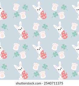 Seamless pattern with art design elements, and colorful Easter eggs.