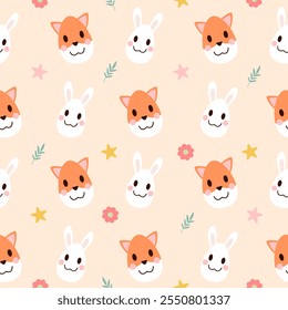 Seamless pattern with art design elements, and colorful Easter eggs.
