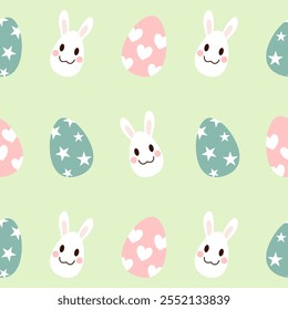 Seamless pattern with art design elements, and colorful Easter eggs.
