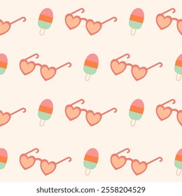 Seamless pattern with art design elements, Vector summer background.