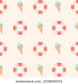 Seamless pattern with art design elements, Vector summer background.