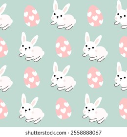 Seamless pattern with art design elements, and colorful Easter eggs.