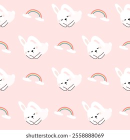 Seamless pattern with art design elements, and colorful Easter eggs.