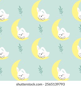 Seamless pattern with art design elements, and colorful Easter eggs.