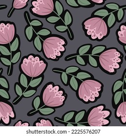 Seamless pattern with art flowers. Beauty floral