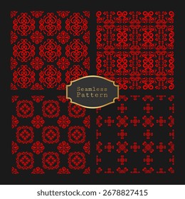 Seamless pattern art illustration. Ethnic pattern design with black background