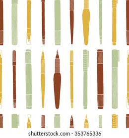  Seamless pattern with art materials. Vector repeating background 