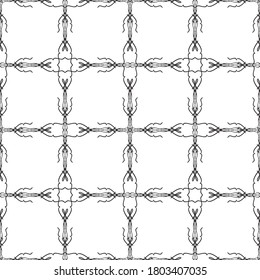 Seamless pattern in art Nouveau style. 3Complex geometric pattern. Mesh pattern. A pattern of fine lines. Delicate black lace on a white background for decorating fabric, paper, Wallpaper, and packaging.