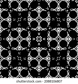 Seamless pattern in art Nouveau style. Complex geometric pattern. White pattern on a black background. Mesh pattern. For decorating fabric, paper, Wallpaper and packaging.