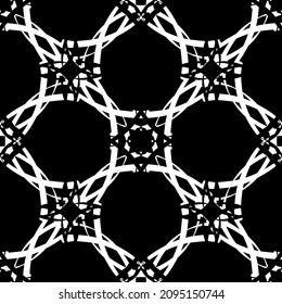 Seamless pattern in art Nouveau style. Complex geometric pattern. White pattern on a black background. Mesh pattern. For decorating fabric, paper, Wallpaper and packaging.