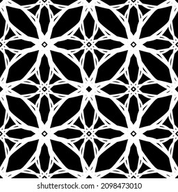 Seamless pattern in art Nouveau style. Complex geometric pattern. White pattern on a black background. Mesh pattern. For decorating fabric, paper, Wallpaper and packaging.