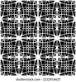 Seamless pattern in art Nouveau style. Complex geometric pattern. White pattern on a black background. Mesh pattern. For decorating fabric, paper, Wallpaper, and packaging.