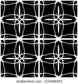 Seamless pattern in art Nouveau style. Complex geometric pattern. White pattern on a black background. Mesh pattern. For decorating fabric, paper, Wallpaper, and packaging.
