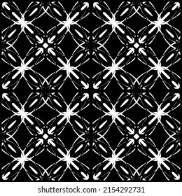Seamless pattern in art Nouveau style. Complex geometric pattern. White pattern on a black background. Mesh pattern. For decorating fabric, paper, Wallpaper, and packaging.