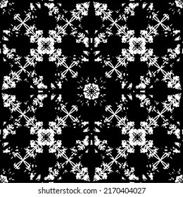Seamless pattern in art Nouveau style. Complex geometric pattern. White pattern on a black background. Mesh pattern. For decorating fabric, paper, Wallpaper, and packaging.