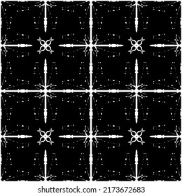 Nahtloses Muster im Jugendstil. Komplexes geometrisches Muster. Weißes Muster auf schwarzem Hintergrund. Mesh-Muster. Zum Dekorieren von Stoffen, Papier, Tapeten und Verpackungen.