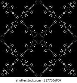 Seamless pattern in art Nouveau style. Complex geometric pattern. White pattern on a black background. Mesh pattern. For decorating fabric, paper, Wallpaper, and packaging.