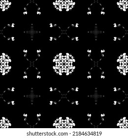 Seamless pattern in art Nouveau style. Complex geometric pattern. White pattern on a black background. Mesh pattern. For decorating fabric, paper, Wallpaper, and packaging.