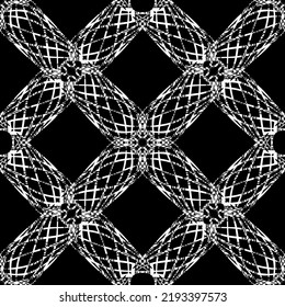 Seamless pattern in art Nouveau style. Complex geometric pattern. White pattern on a black background. Mesh pattern. For decorating fabric, paper, Wallpaper, and packaging.