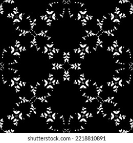 Seamless pattern in art Nouveau style. Complex geometric pattern. White pattern on a black background. Mesh pattern. For decorating fabric, paper, Wallpaper, and packaging.