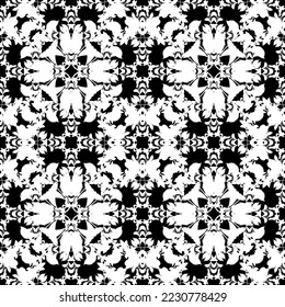 Seamless pattern in art Nouveau style. Complex geometric pattern. White pattern on a black background. Mesh pattern. For decorating fabric, paper, Wallpaper, and packaging.