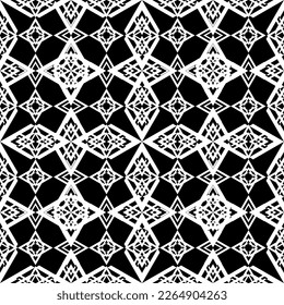 Seamless pattern in art Nouveau style. Complex geometric pattern. White pattern on a black background. Mesh pattern. For decorating fabric, paper, Wallpaper, and packaging.