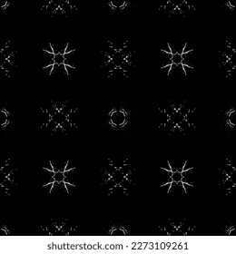 Seamless pattern in art Nouveau style. Complex geometric pattern. White pattern on a black background. Mesh pattern. For decorating fabric, paper, Wallpaper, and packaging.