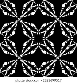 Seamless pattern in art Nouveau style. Complex geometric pattern. White pattern on a black background. Mesh pattern. For decorating fabric, paper, Wallpaper, and packaging.