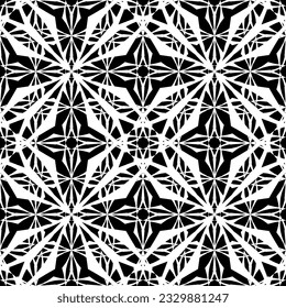 Seamless pattern in art Nouveau style. Complex geometric pattern. White pattern on a black background. Mesh pattern. For decorating fabric, paper, Wallpaper, and packaging.