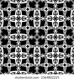Seamless pattern in art Nouveau style. Complex geometric pattern. White pattern on a black background. Mesh pattern. For decorating fabric, paper, Wallpaper, and packaging.