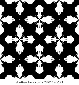 Seamless pattern in art Nouveau style. Complex geometric pattern. White pattern on a black background. Mesh pattern. For decorating fabric, paper, Wallpaper, and packaging.