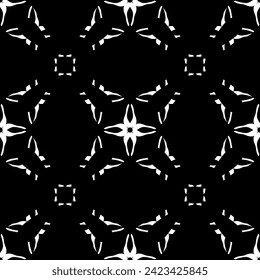 Patrón inmaculado en estilo Art Nouveau. Patrón geométrico complejo. Patrón blanco sobre fondo negro. Patrón de malla. Para la decoración de tejidos, papel, tapiz y embalaje.