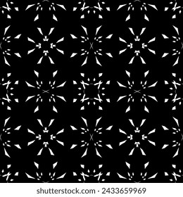 Seamless pattern in art Nouveau style. Complex geometric pattern. White pattern on a black background. Mesh pattern. For decorating fabric, paper, Wallpaper, and packaging.