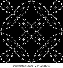 Nahtloses Muster im Jugendstil. Komplexes geometrisches Muster. Weißes Muster auf schwarzem Hintergrund. Netzmuster. Zum Dekorieren von Stoff, Papier, Tapeten und Verpackungen.