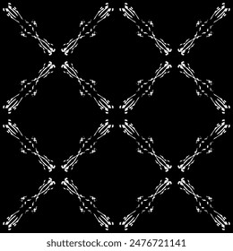 Patrón sin costuras en estilo Art Nouveau. Patrón geométrico complejo. Patrón blanco sobre un fondo negro. Patrón de malla. Para decorar tela, papel, Fondo de pantalla y embalaje.