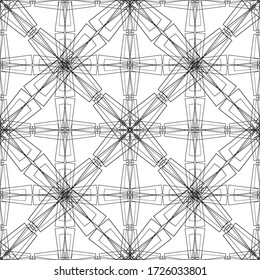 Seamless pattern in art Nouveau style.Complex geometric pattern.A pattern of fine lines.Black ornament on a white background.For decorating fabric, paper, Wallpaper and packaging.Mesh pattern.
