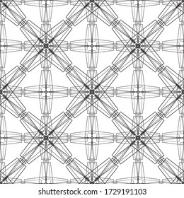 Seamless pattern in art Nouveau style.Complex geometric pattern.A pattern of fine lines.Black ornament on a white background.For decorating fabric, paper, Wallpaper and packaging.Mesh pattern.